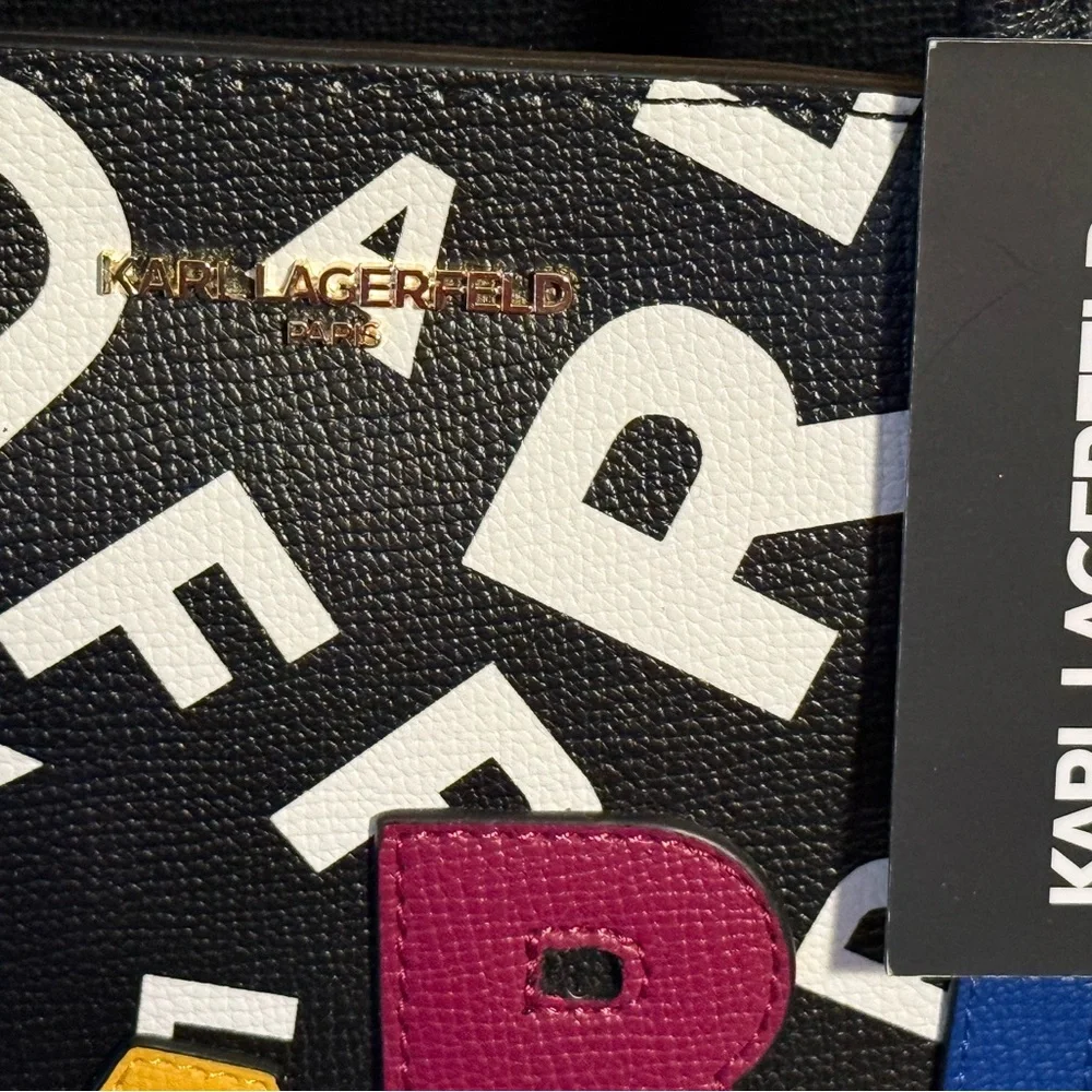 Karl Lagerfeld Paris NWT Multicolored Maybelle Graphic Logo Patch Satchel (P216) - Picture 14 of 14